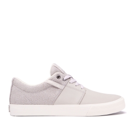 Supra Mens STACKS II VULC Low Top Shoes Silver Cloud/bone | US-88918